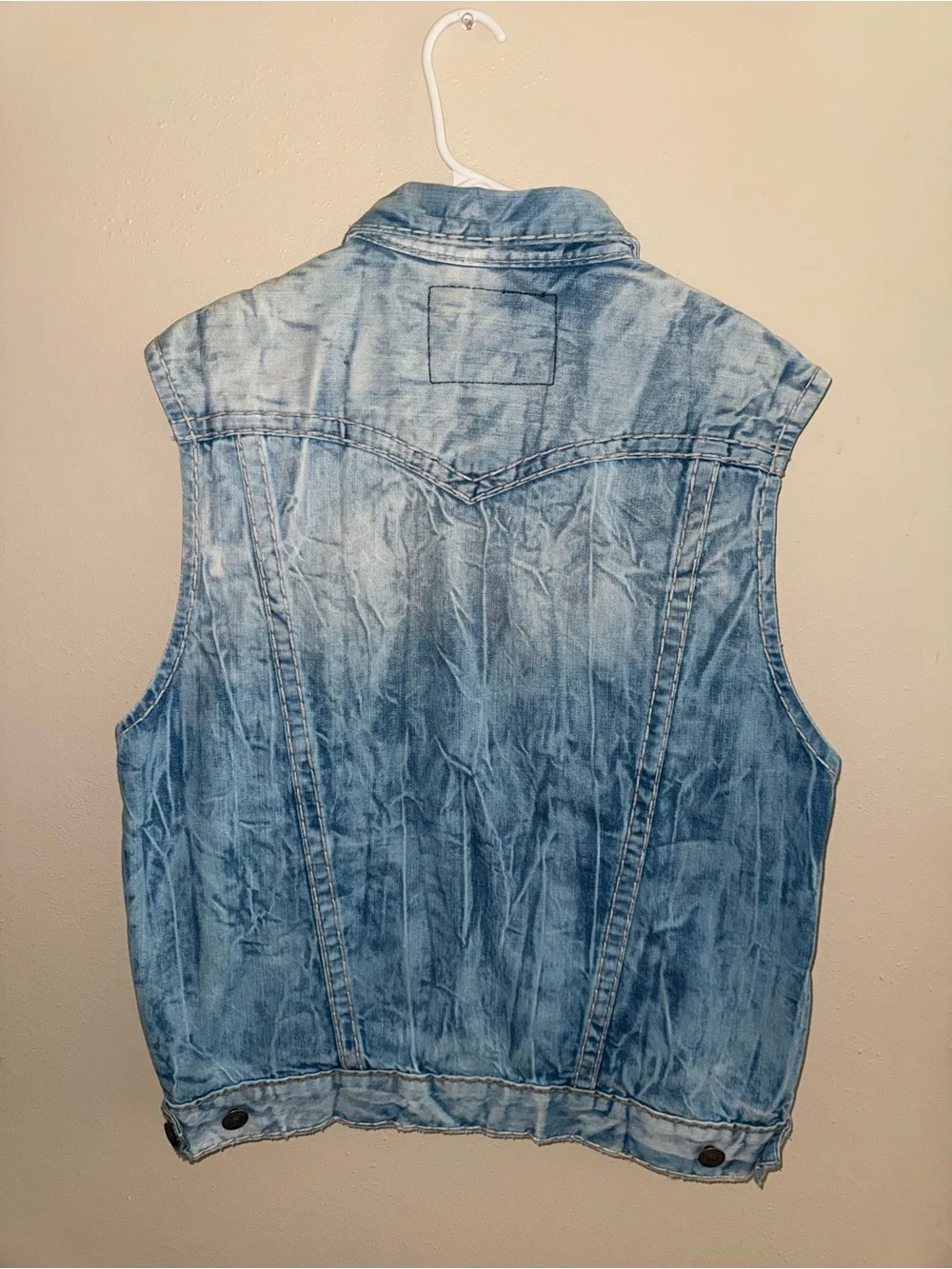 True Religion Light Blue Washed Denim Vest